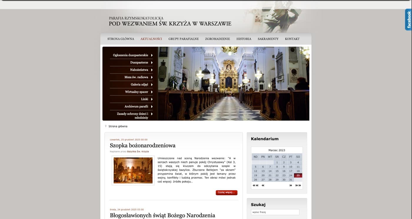 Poprzednia wersja strony Bazyliki Świętego Krzyża